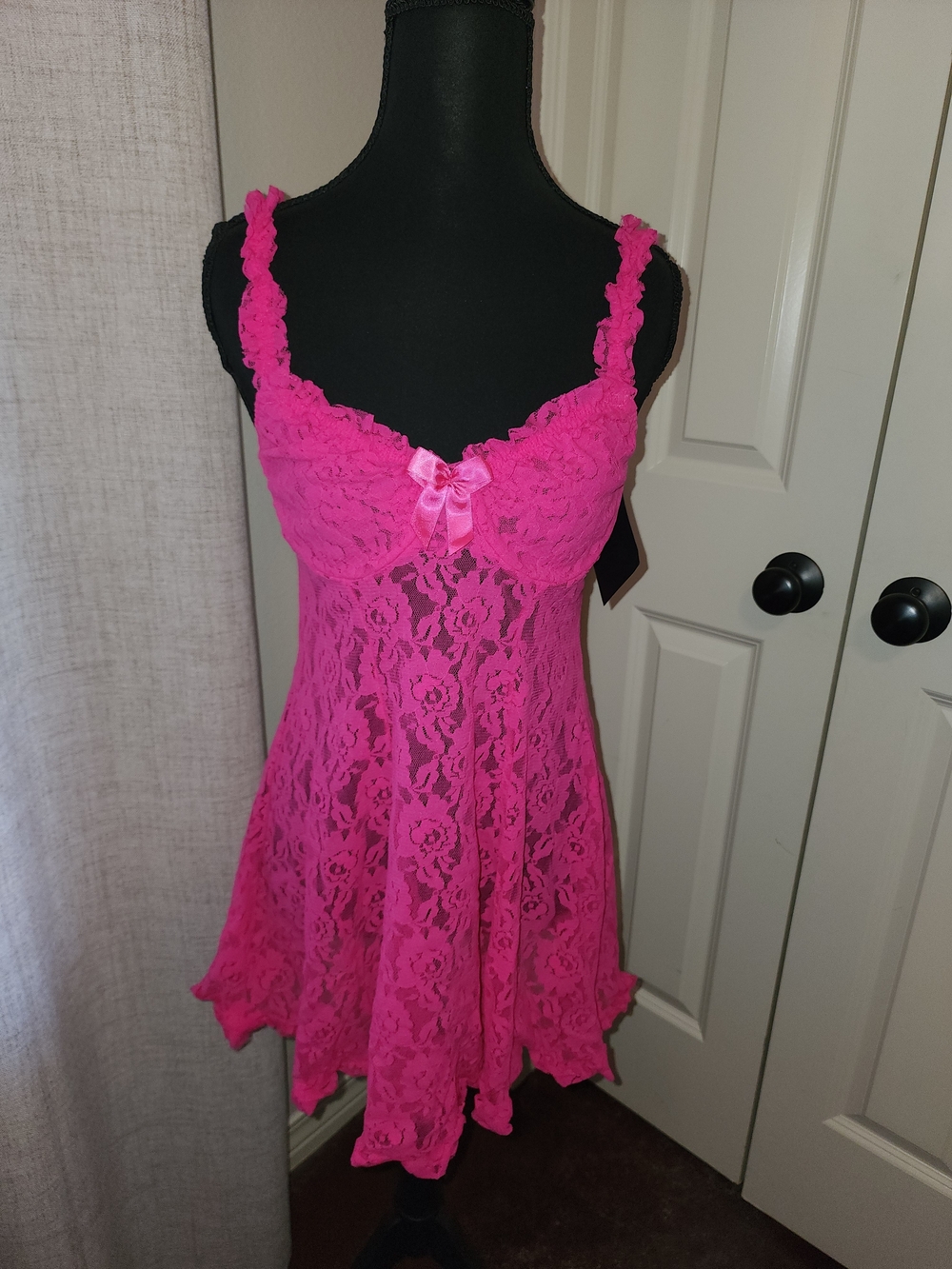 Hot Pink Lace Babydoll Lingerie Nightie